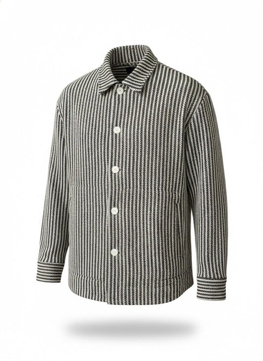 Textured Herringbone Lightweight Overshirt Jacket