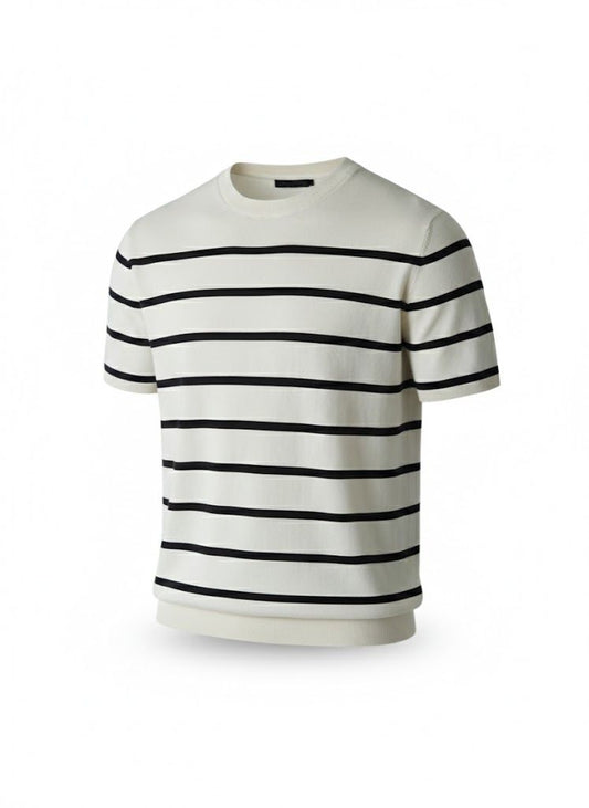 Men's Striped Knit Short Sleeve Crewneck