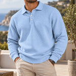 Jack | Waffle Knit Polo Sweater - Light Blue