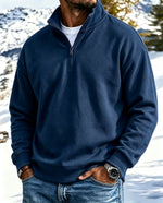 Aspen | Soft Brushed Zip-Neck Pullover - Navy
