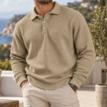 Jack | Waffle Knit Polo Sweater - Khaki