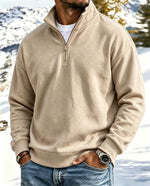 Aspen | Soft Brushed Zip-Neck Pullover - Khaki
