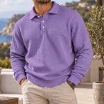 Jack | Waffle Knit Polo Sweater - Purple
