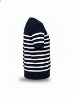 Navy and White Striped Knit Sweater Shirt