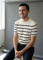 Men's Striped Knit Short Sleeve Crewneck
