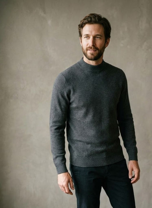 Slim Fit Mock Neck Fine Knit Pullover