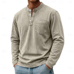 Rowan | Premium Washed Long-Sleeve Button-Neck Shirt
