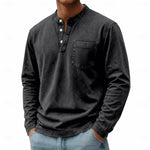 Rowan | Premium Washed Long-Sleeve Button-Neck Shirt