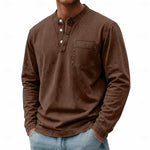 Rowan | Premium Washed Long-Sleeve Button-Neck Shirt