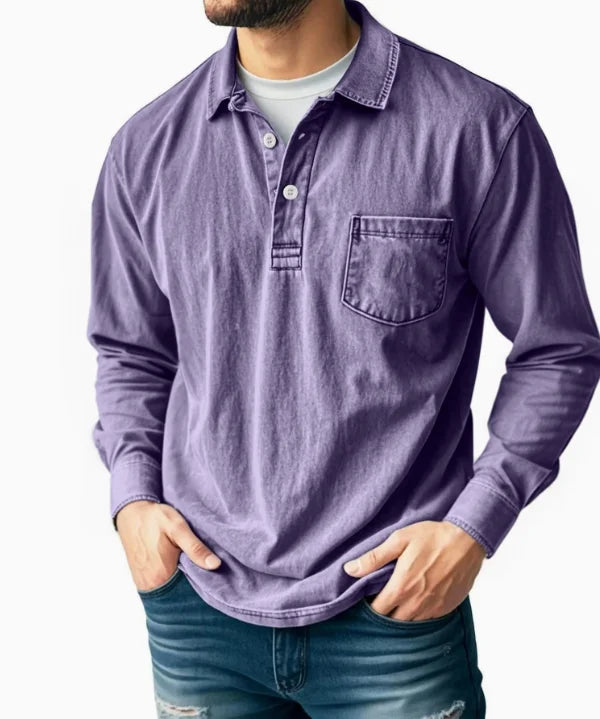 Wesley | Refined Washed Long-Sleeve Polo Shirt