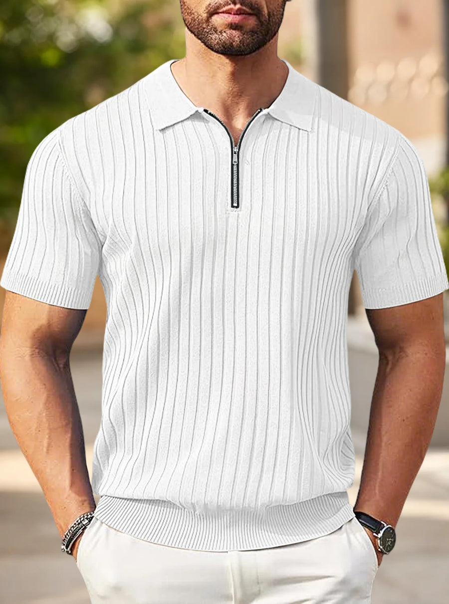 Ashford | Premium Ribbed Half-Zip Polo