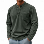 Rowan | Premium Washed Long-Sleeve Button-Neck Shirt